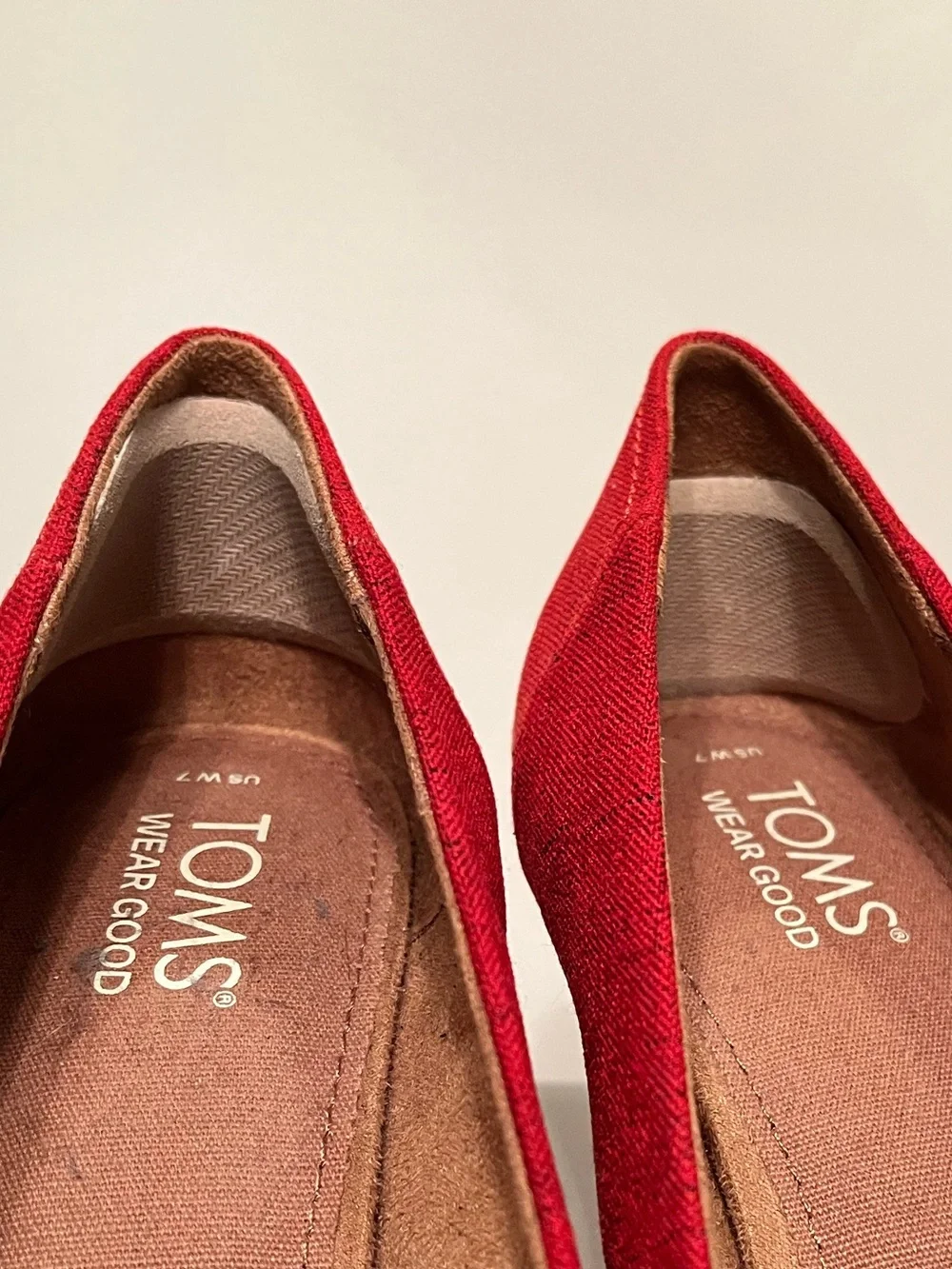 TOMS Red Peep Toe Cork Wedge Heels Women’s Size 7